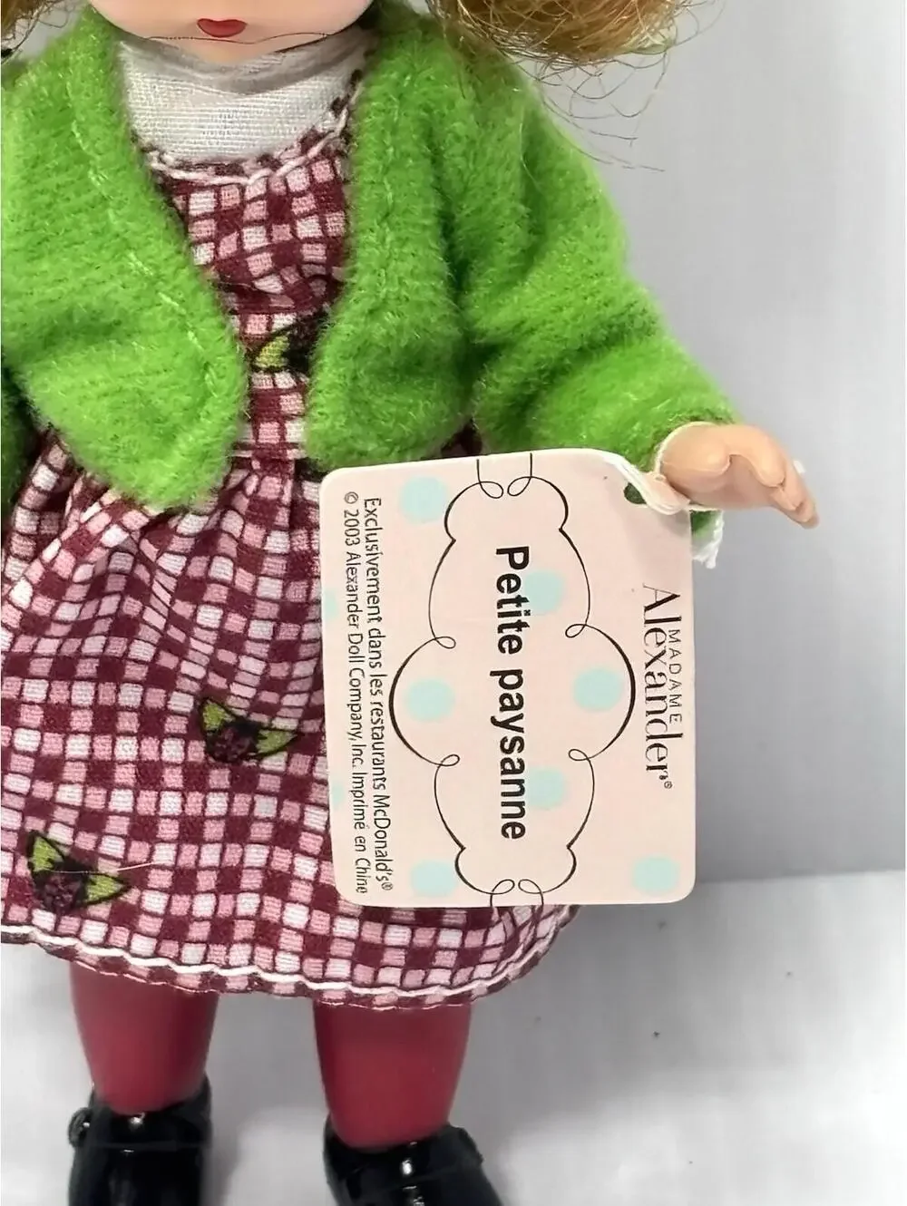 Madame Alexander Petite Paysanne Doll, Green Straw Hat Check Dress 2003